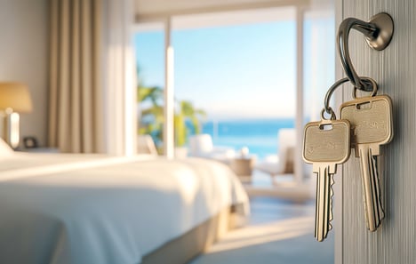 private keys on a hotel room door
