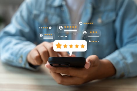 satisfied customer leaving a five star review