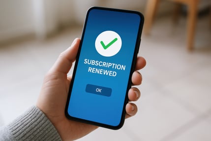 subscription renewed notification on phone