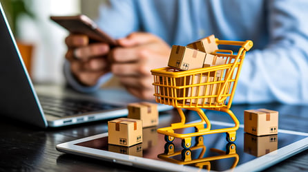 full shopping cart while calculating data
