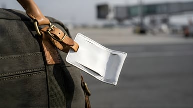 white label on travel luggage