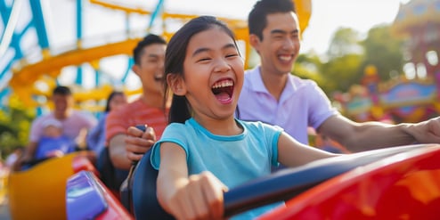 family at a theme park