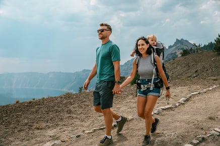 family on a hike with gear they got through an ecommerce loyalty program